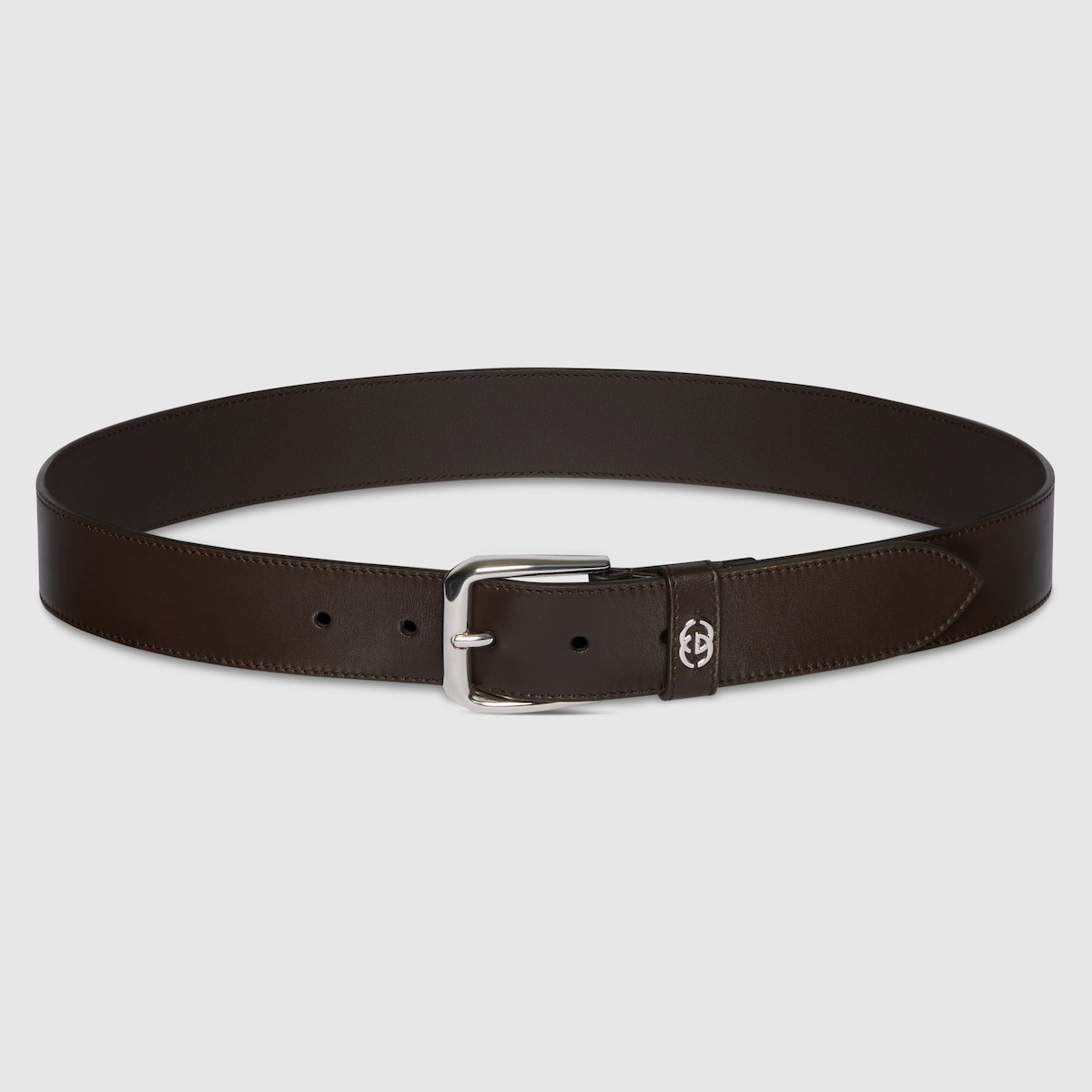 GUCCI　お洒落　ブラック×ゴールド　ベルト　細め　スタイルアップ　パンツに Belt with Interlocking G detail in brown leather | GUCCI® US