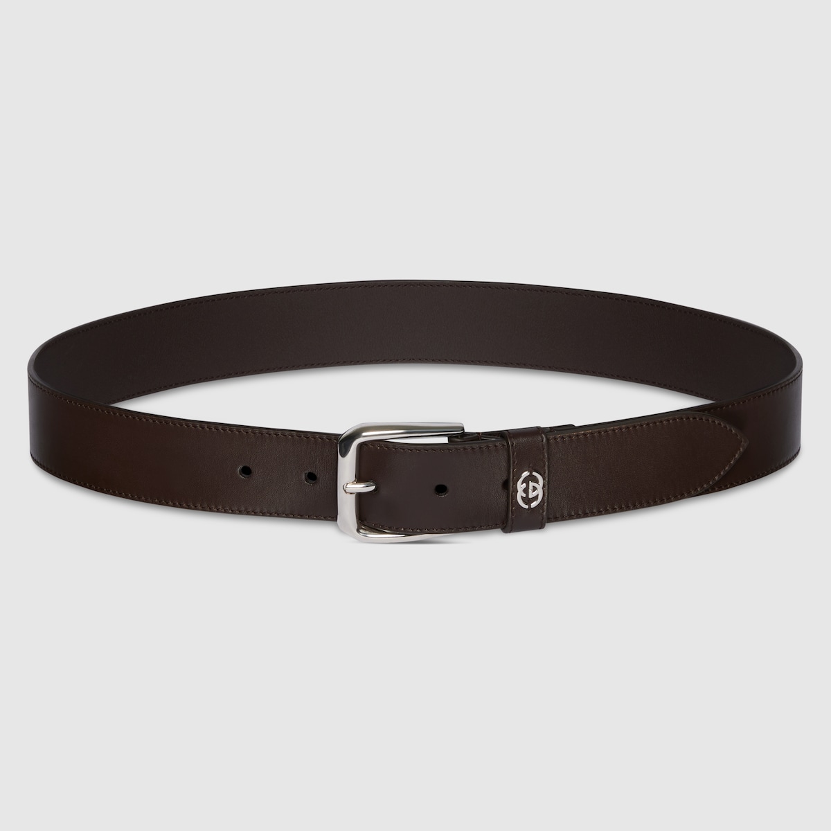 Belt with Interlocking G detail in brown leather