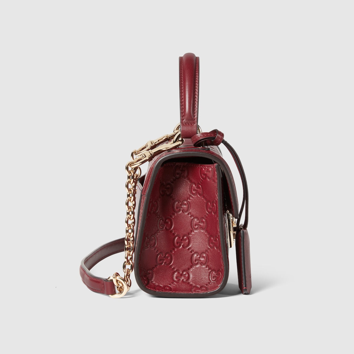 Padlock small top handle bag in Rosso Ancora red GG leather