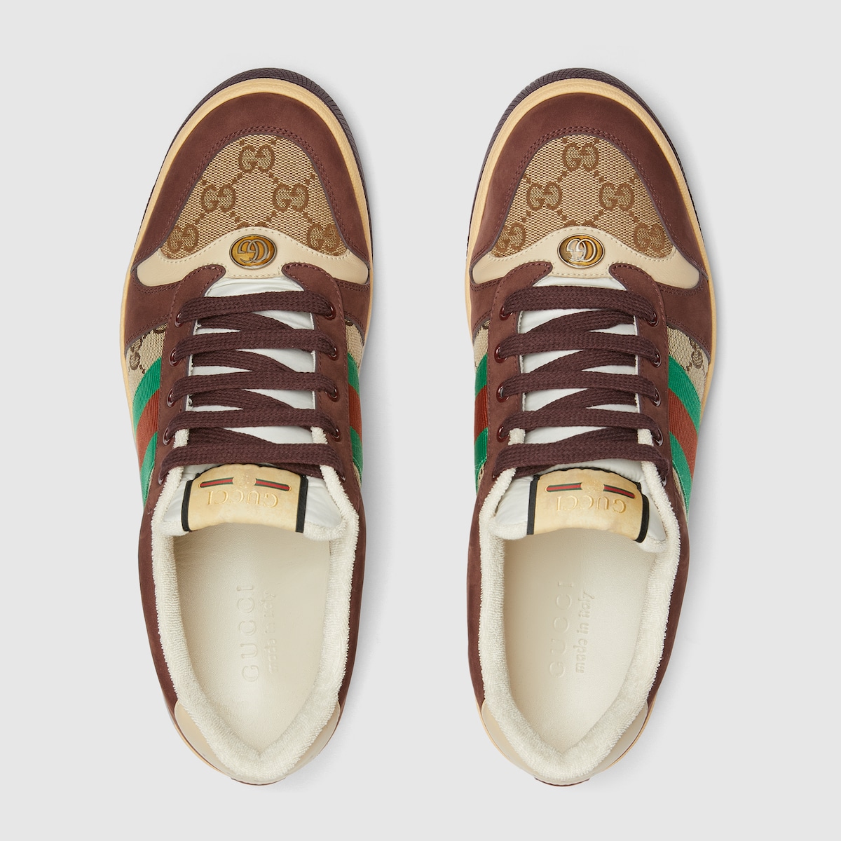 Men's Screener sneaker in beige and dark brown GG canvas