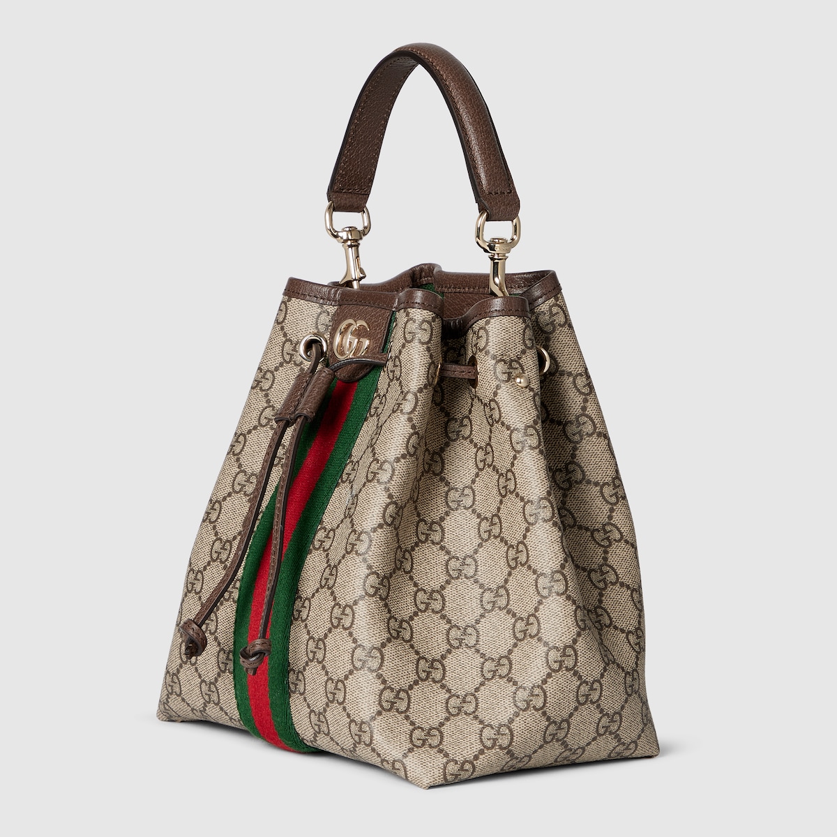 【GUCCI】OPHIDIA GG SMALL BUCKET BAG Ophidia small bucket bag in beige and brown GG fabric