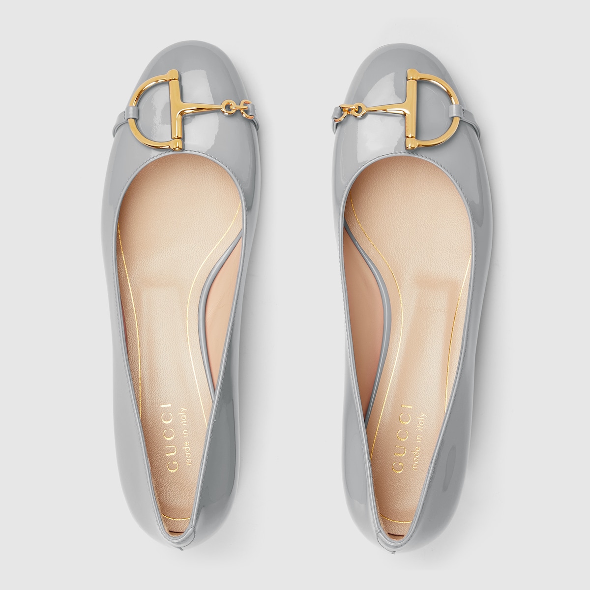 ハーフ ホースビット付き ウィメンズ フラットバレエシューズ ・グレー