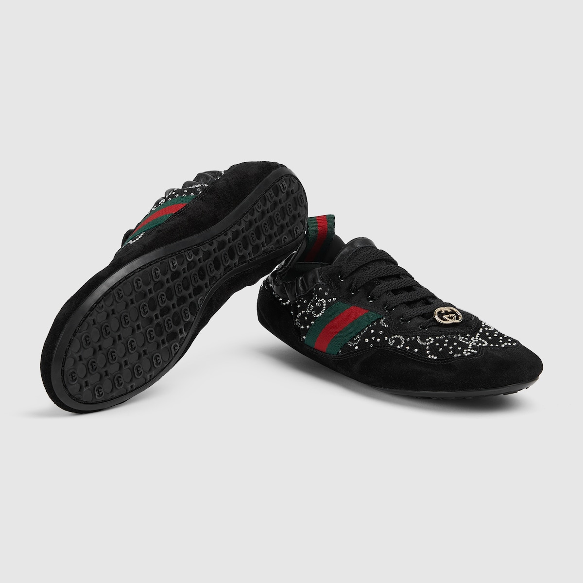 Gucci Women's Gucci Shift Mesh and Suede Sneakers Grey