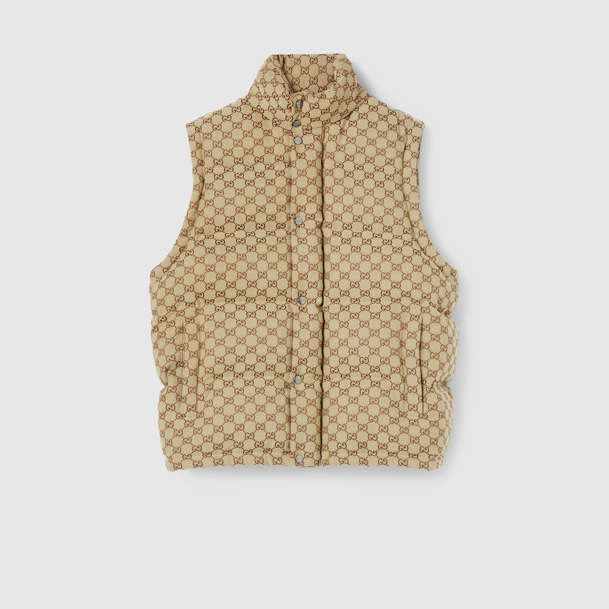GG canvas down jacket in camel and dark brown | GUCCI® NL