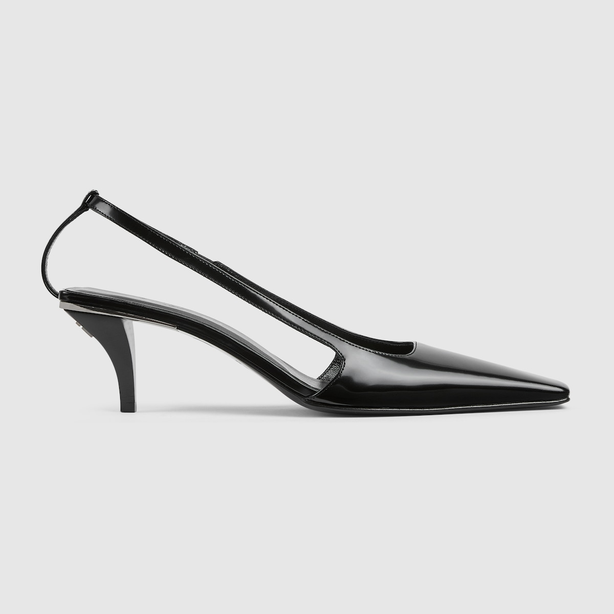 Women's slingback with crystal logo in black leather | GUCCI® US