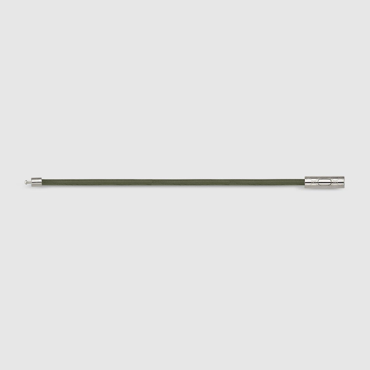 Bracelet with GG detail in forest green leather - thumbnail 3