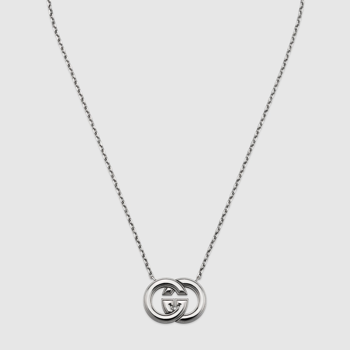 Gucci Interlocking pendant necklace in palladium-toned brass