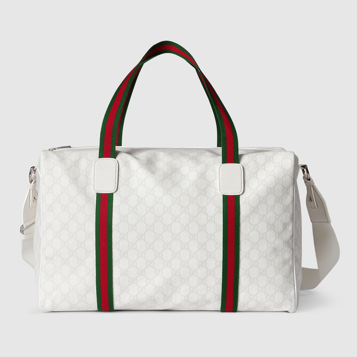 Medium duffle bag with Web in white GG Supreme | GUCCI® US