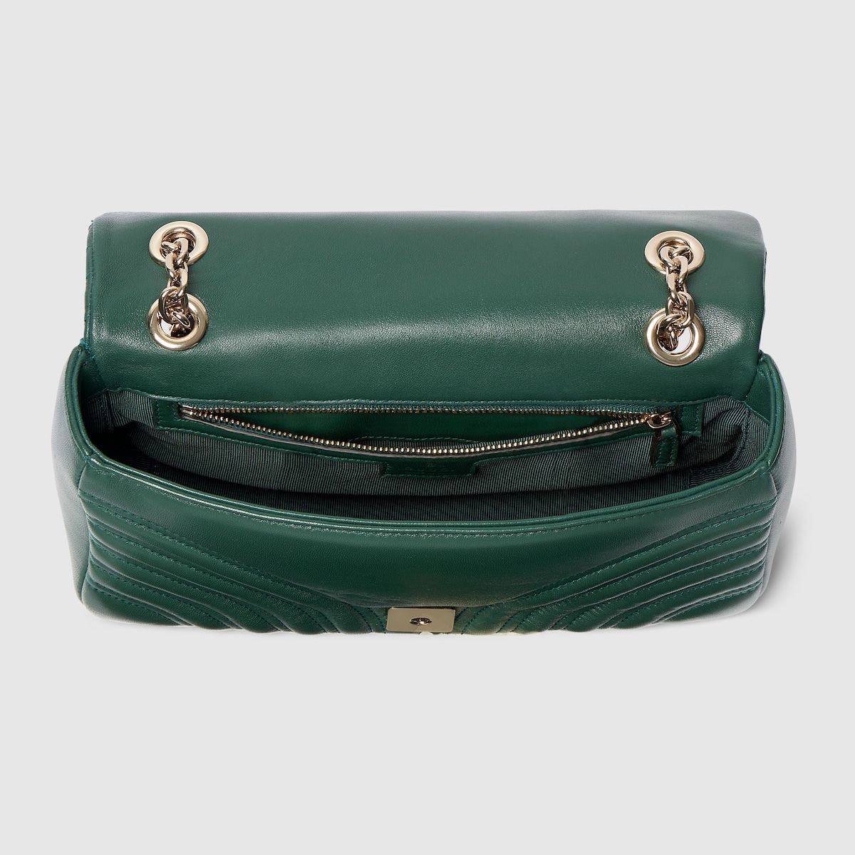 GGマーモント〕ミディアム ショルダーバッグ ・グリーン レザー