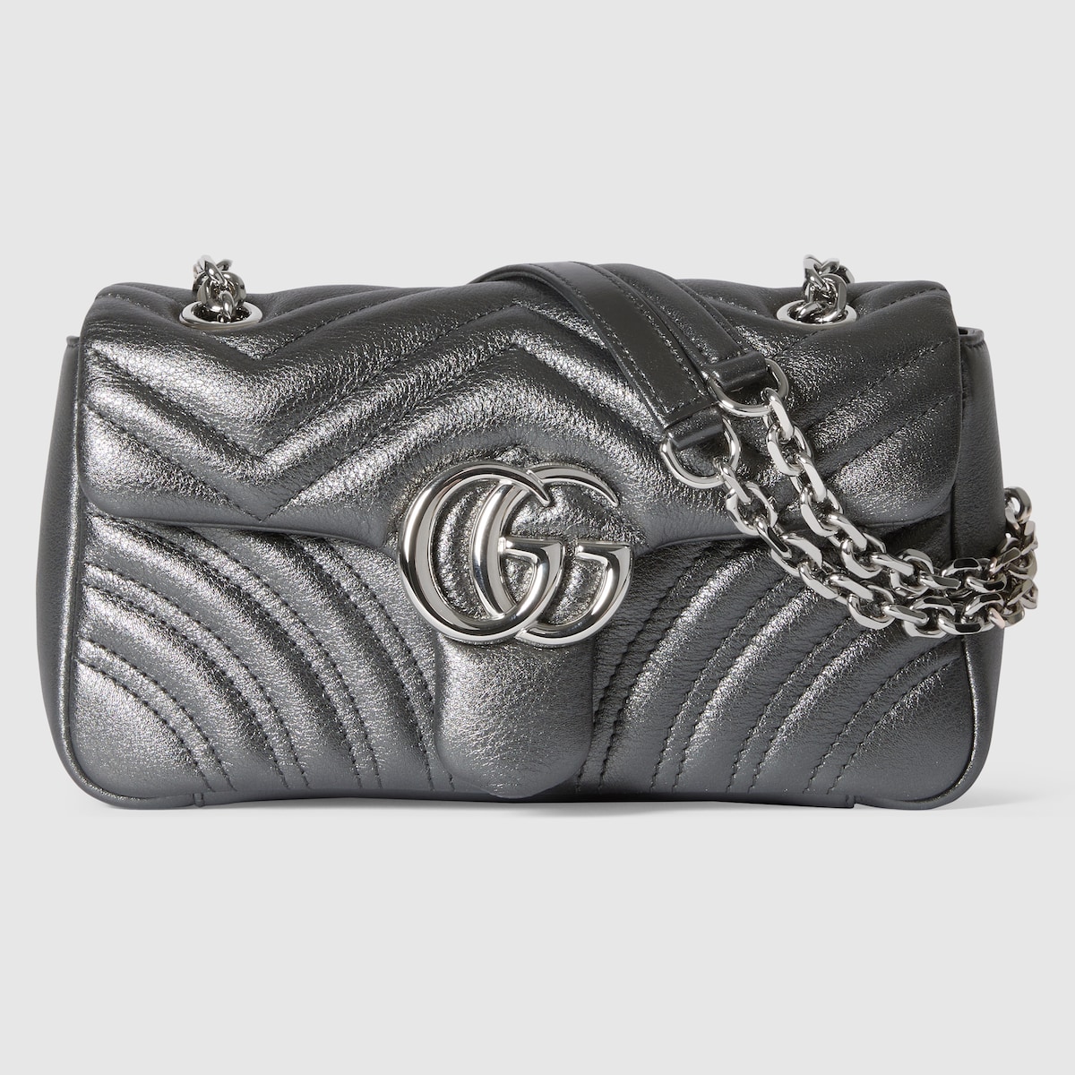 GGマーモント〕スモール ショルダーバッグ ・ダークグレー ラメ レザー