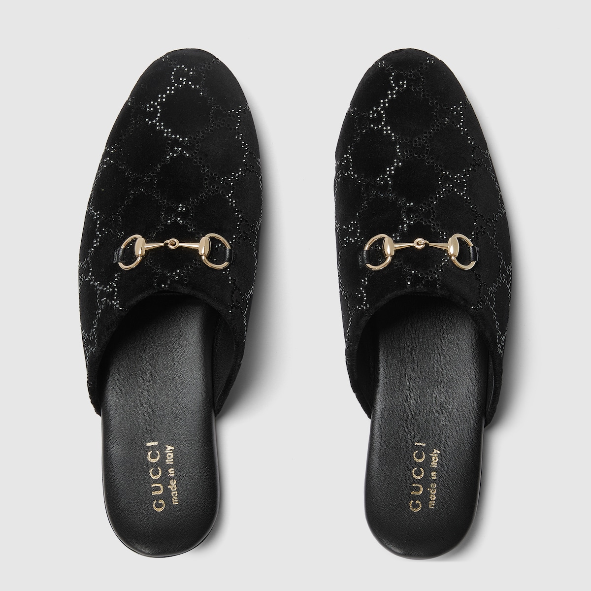 Women's GG crystal mule with Horsebit in black velvet | GUCCI® US
