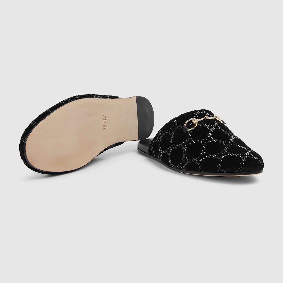 Women's GG crystal mule with Horsebit in black velvet | GUCCI® US