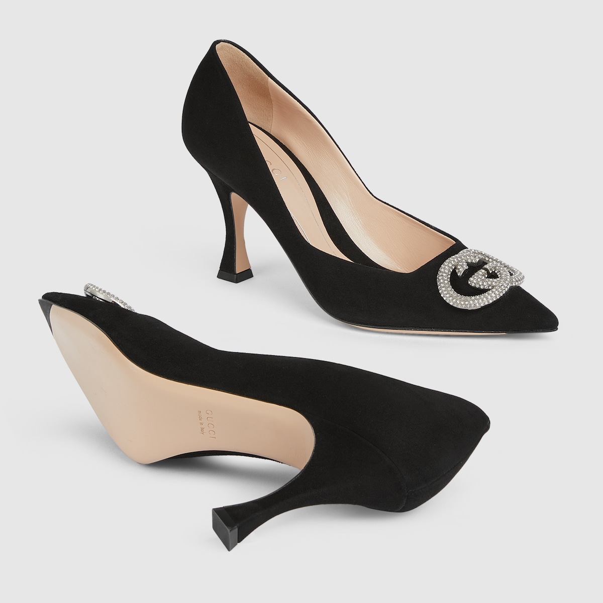 Gucci GGロゴ装飾 黒サテンシューズ 852995_C2000_1000_015_090_0000