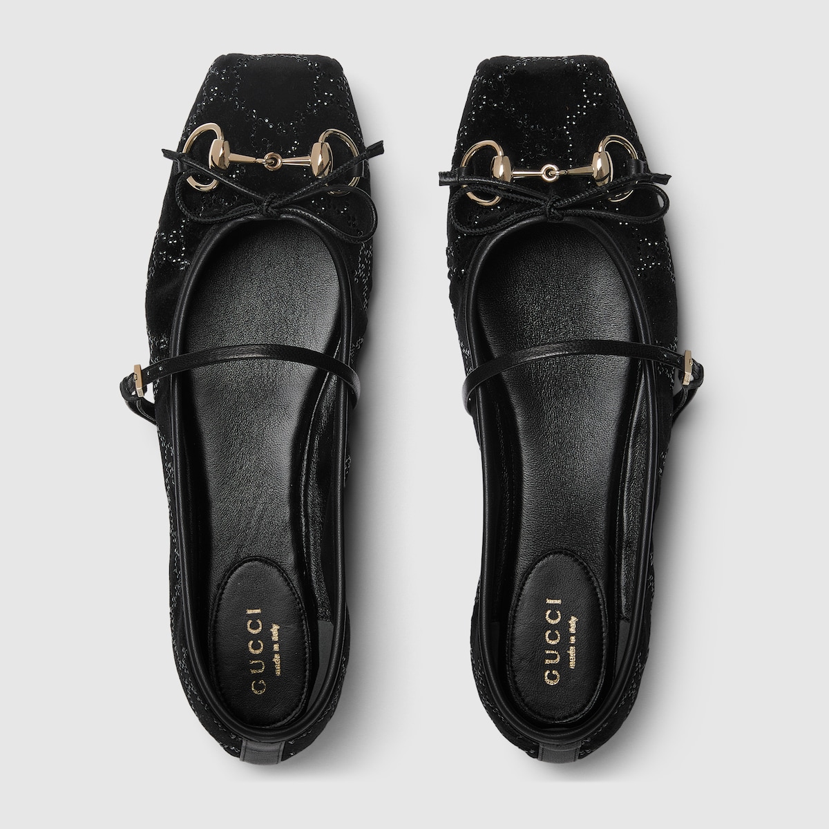 グッチ ホースビット〕GG クリスタル ウィメンズ フラットバレエ