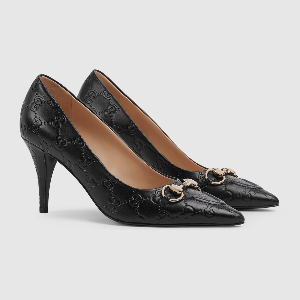 Women's pump with Horsebit in black GG leather - thumbnail 6