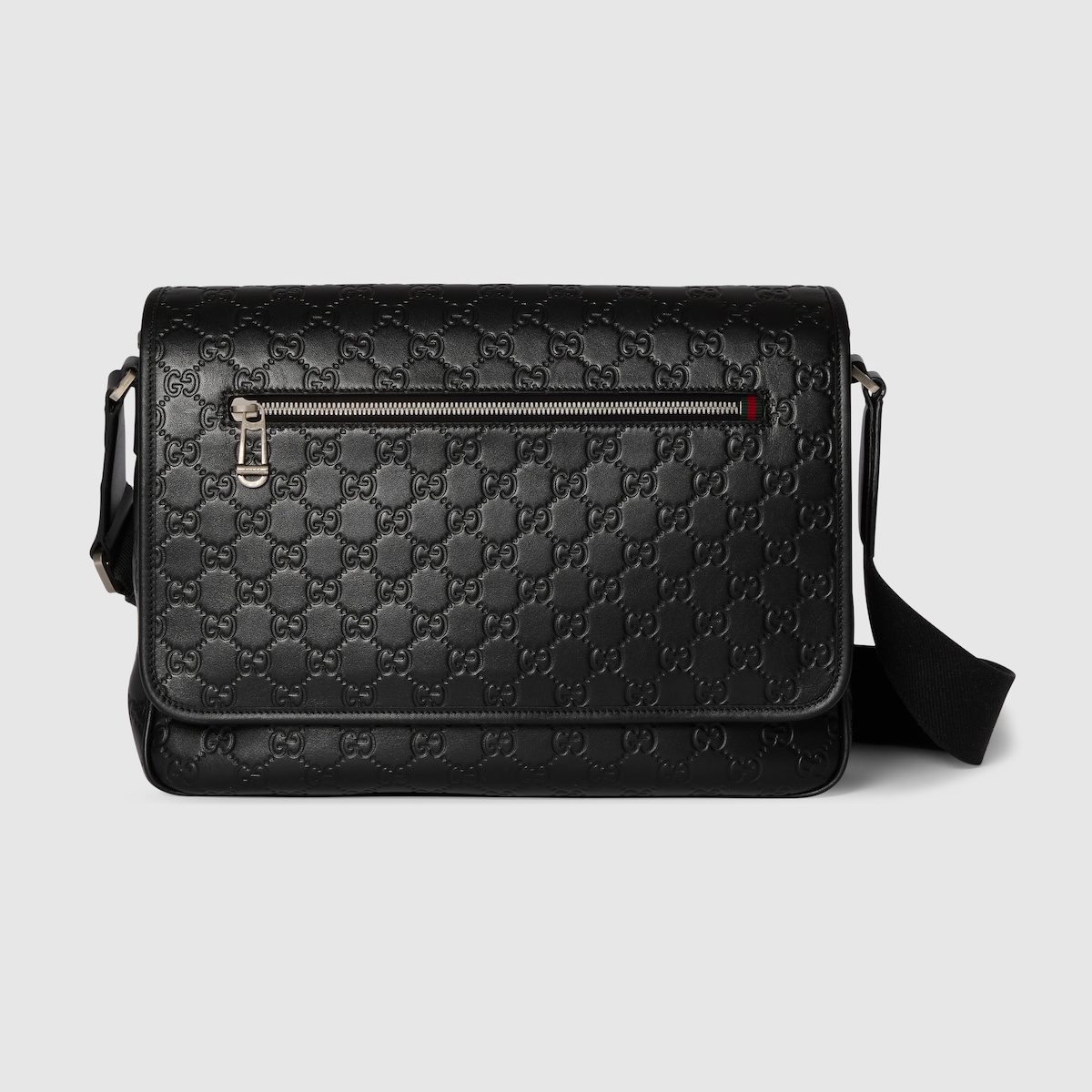 GG Emblem medium crossbody bag in black GG leather - thumbnail 6