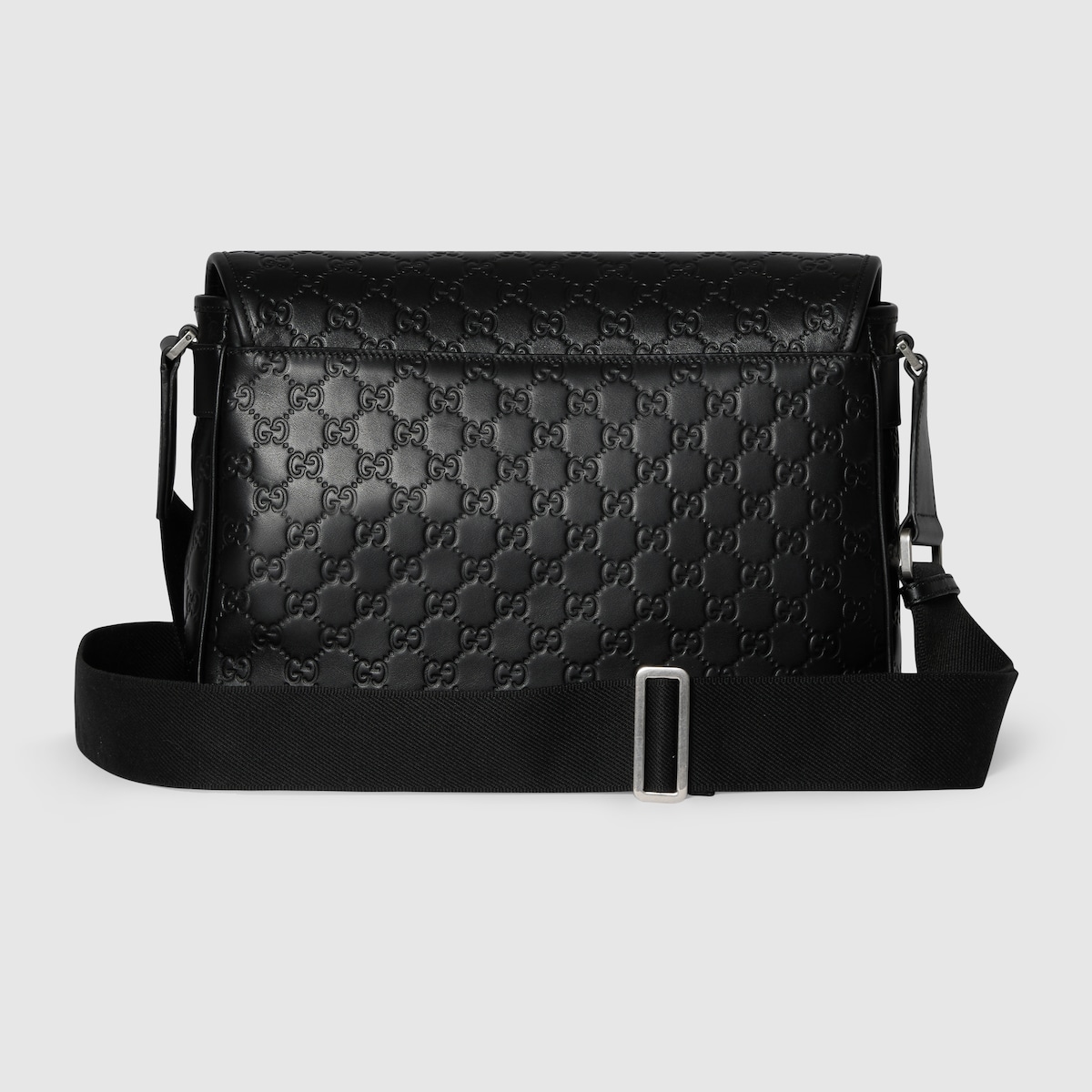 GGエンブレム〕ミディアム クロスボディバッグ ・ブラック GGレザー