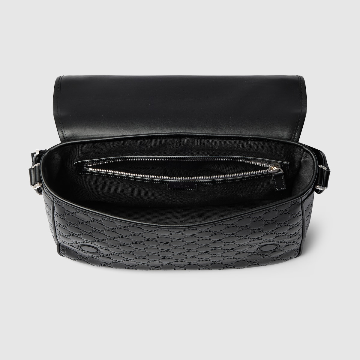 GGエンブレム〕ミディアム クロスボディバッグ ・ブラック GGレザー