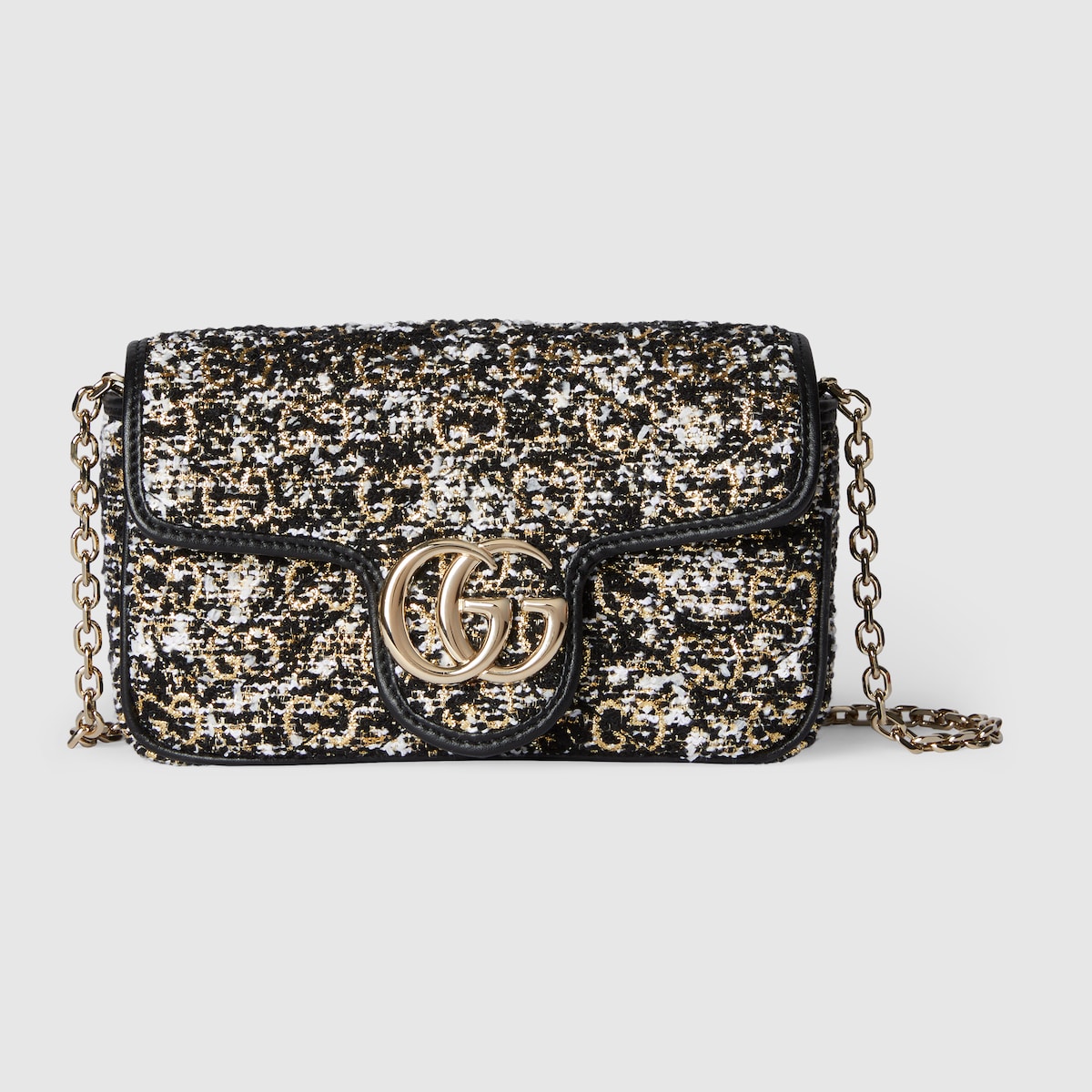 GG Marmont mini shoulder bag in black GG tweed | GUCCI® US