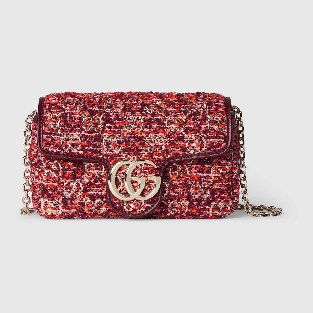GG Marmont mini shoulder bag in red GG tweed | GUCCI® US