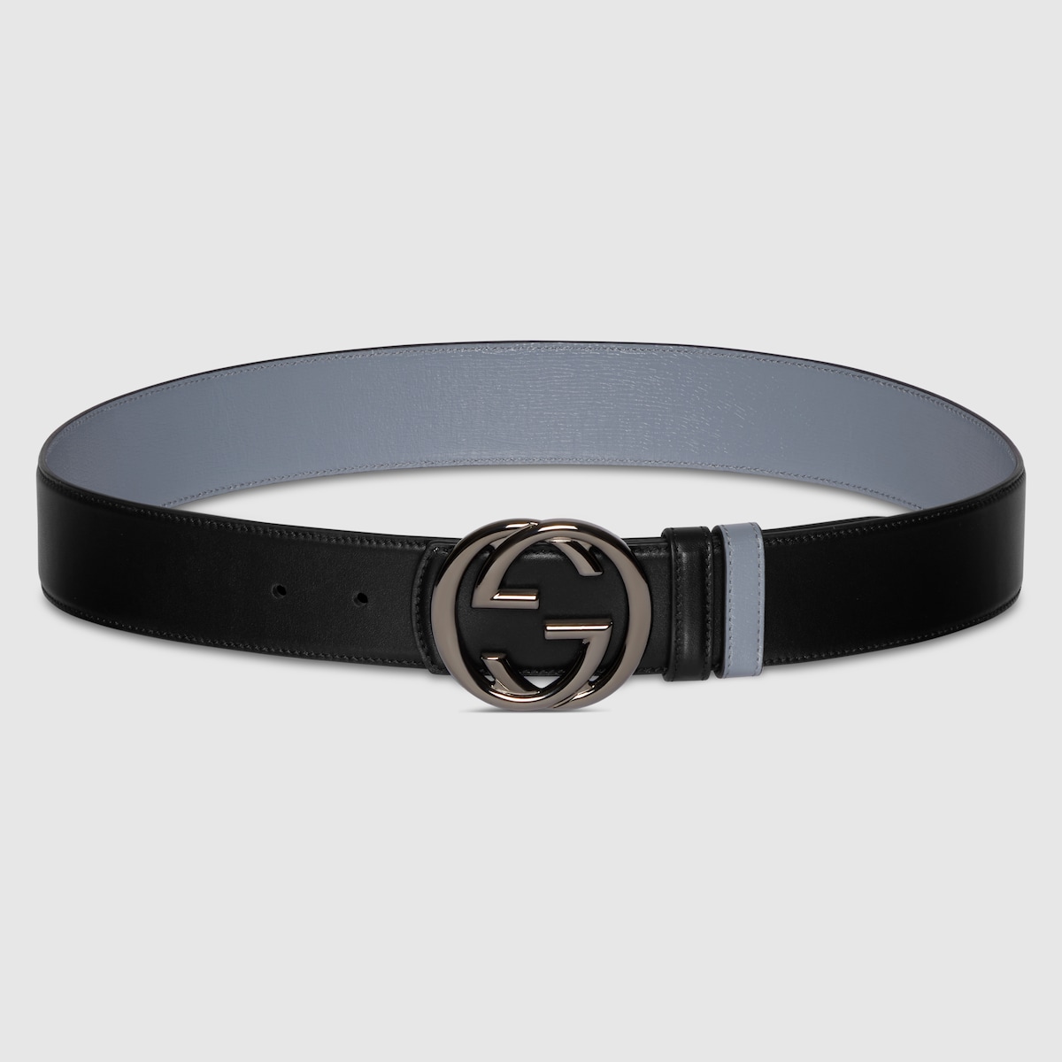 Bell♡　0226 Reversible belt with Interlocking G buckle in black and grey