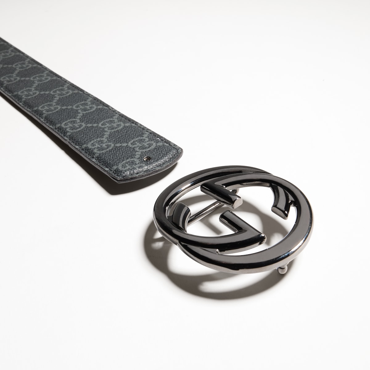 Reversible belt with Interlocking G buckle in black Supreme and leather - thumbnail 5