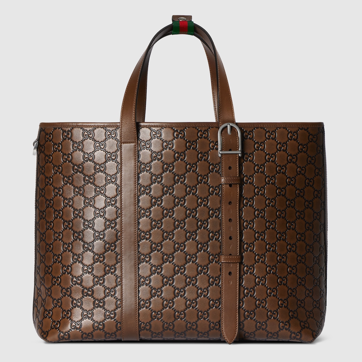 GUCCI ハンドバッグ　GG柄 GG Emblem large tote bag in brown and black GG leather | GUCCI® US