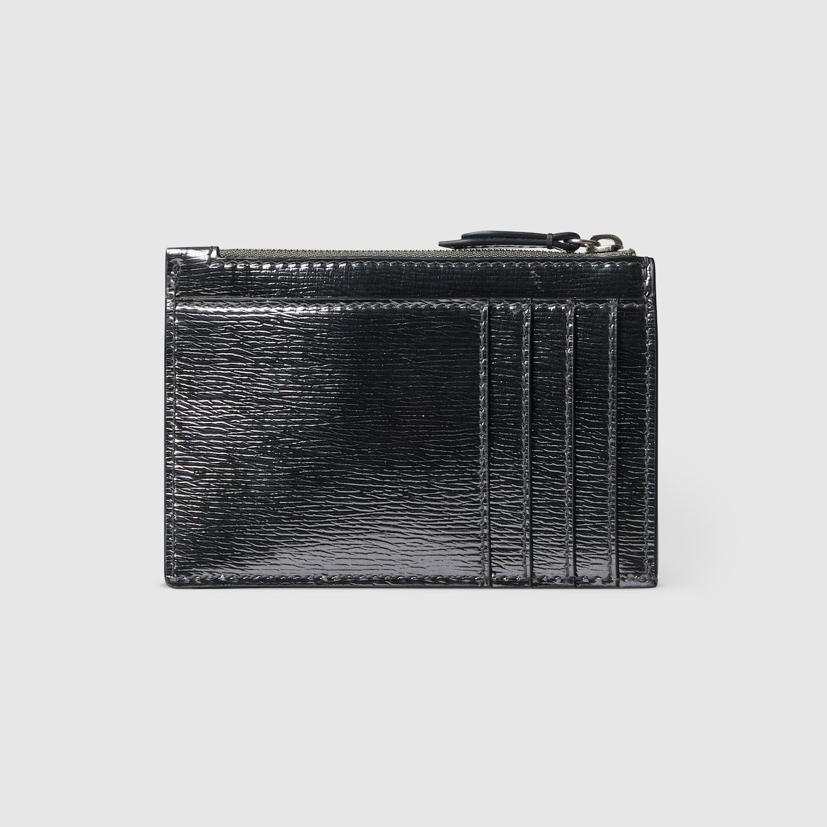 GG Marmont zip key pouch in silver patent leather | GUCCI® US