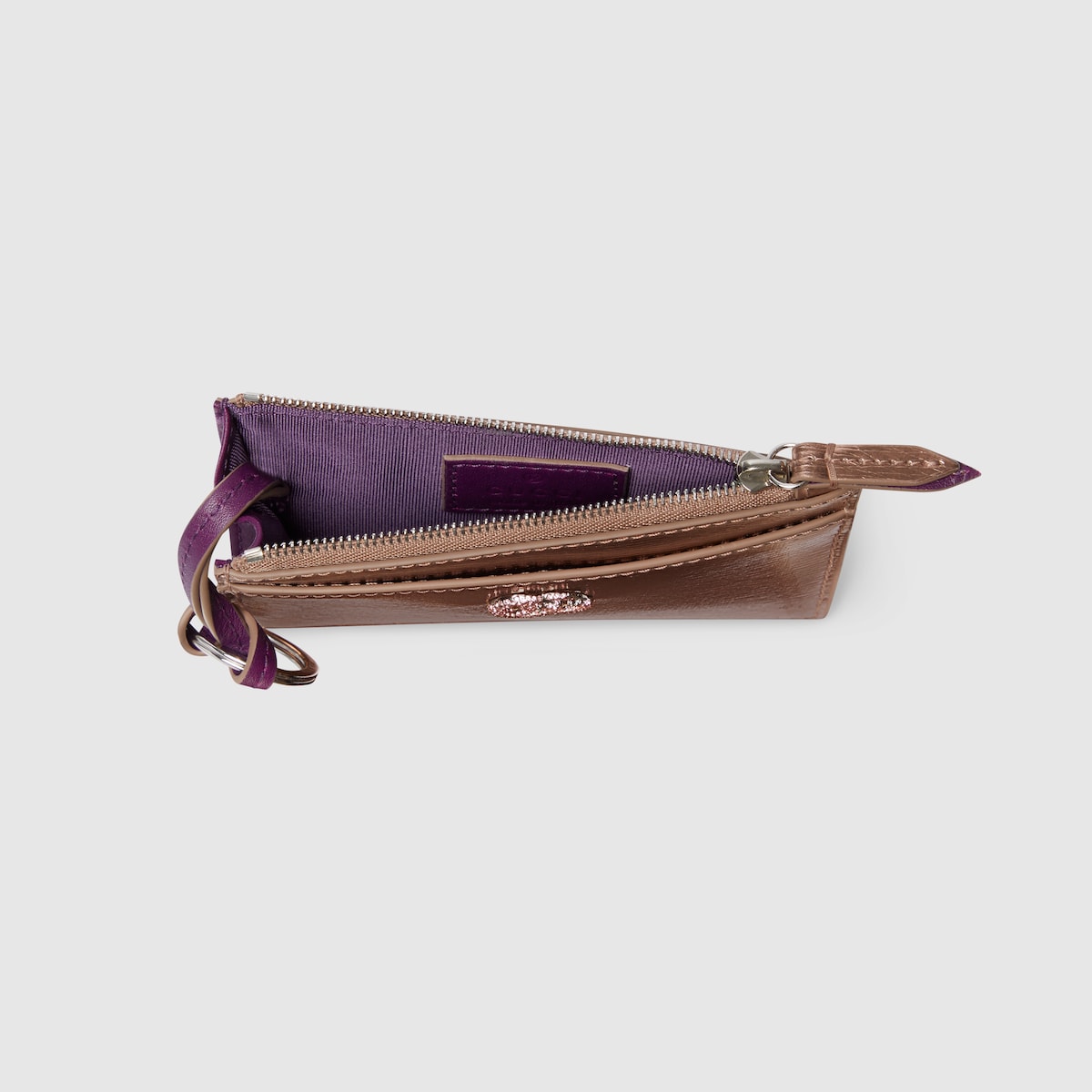 ダブルG ジップ キーポーチ ・ブロンズ パテントレザー | GUCCI公式