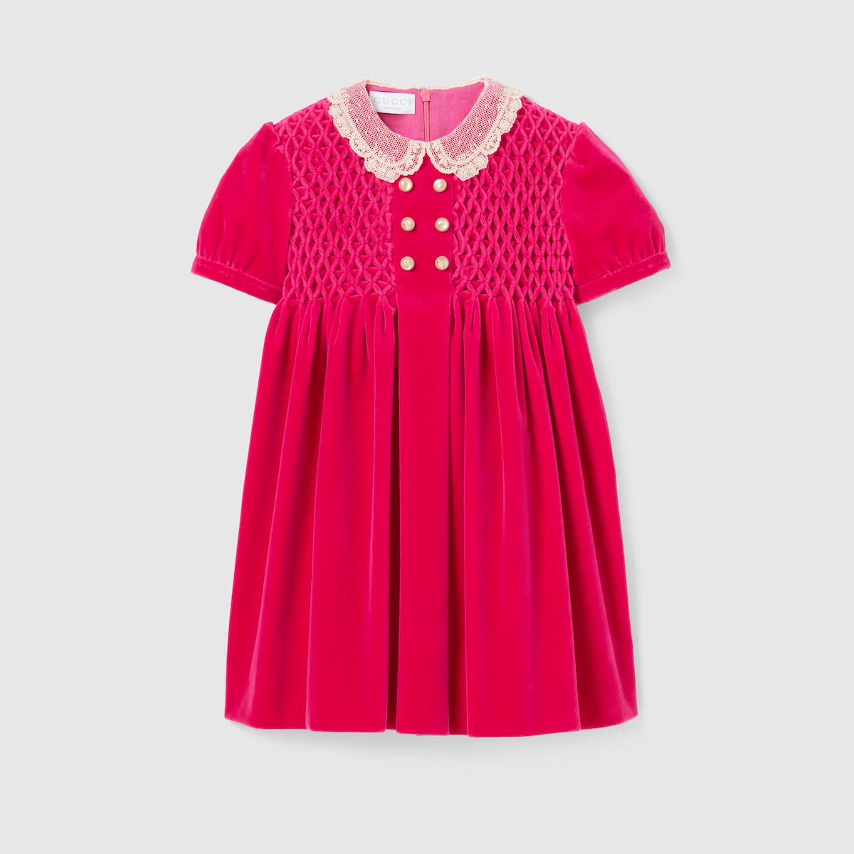 Children's velvet dress in fuchsia - thumbnail 4