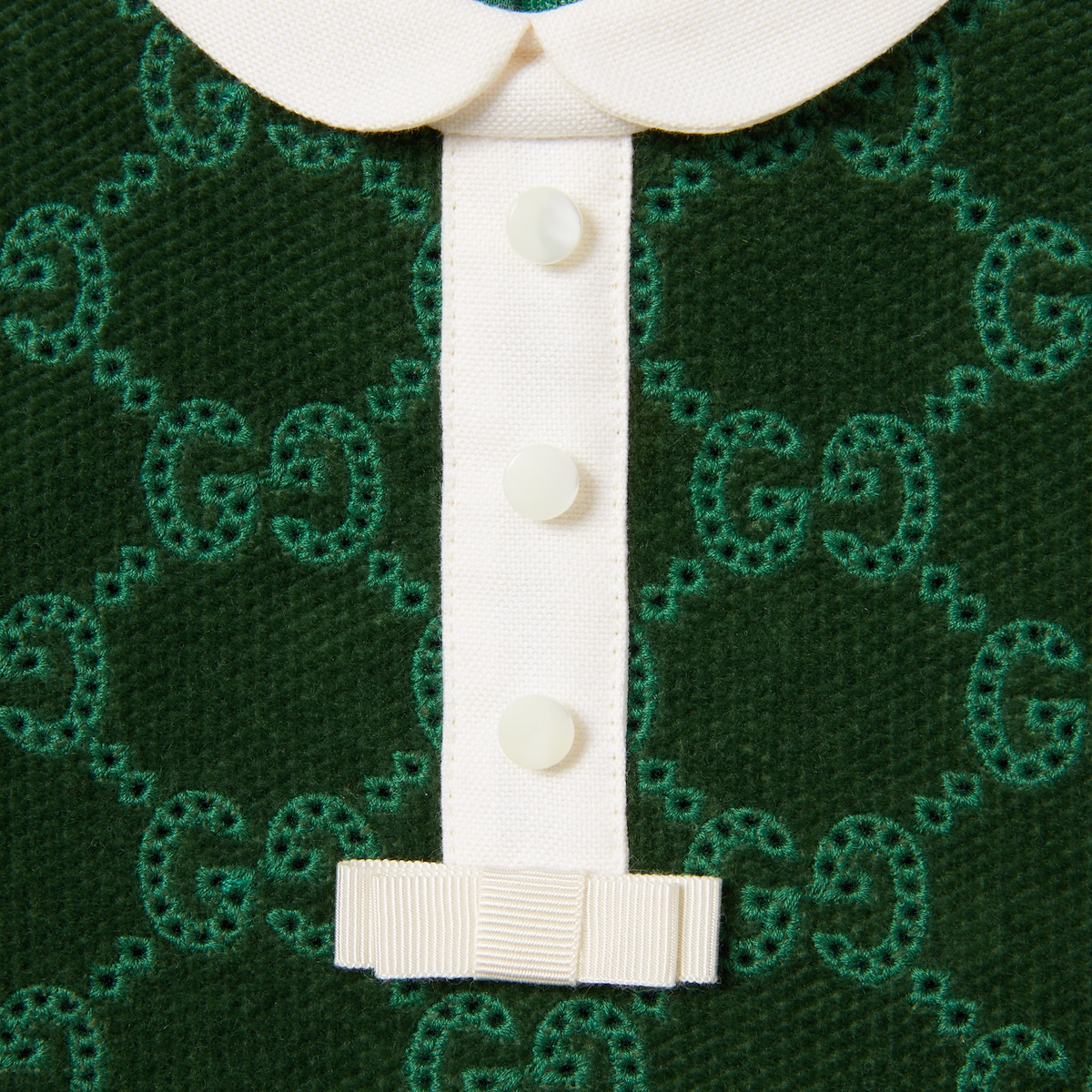 Baby GG cotton velvet dress in green