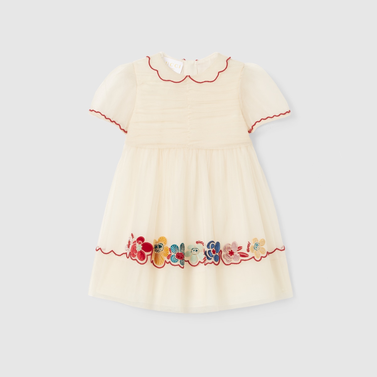 Baby tulle dress with embroidery in ivory - thumbnail 4