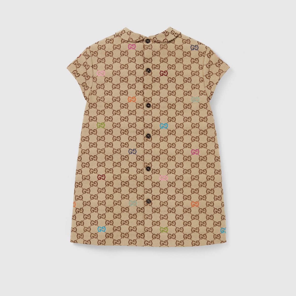 Children's GG canvas dress in beige and brown