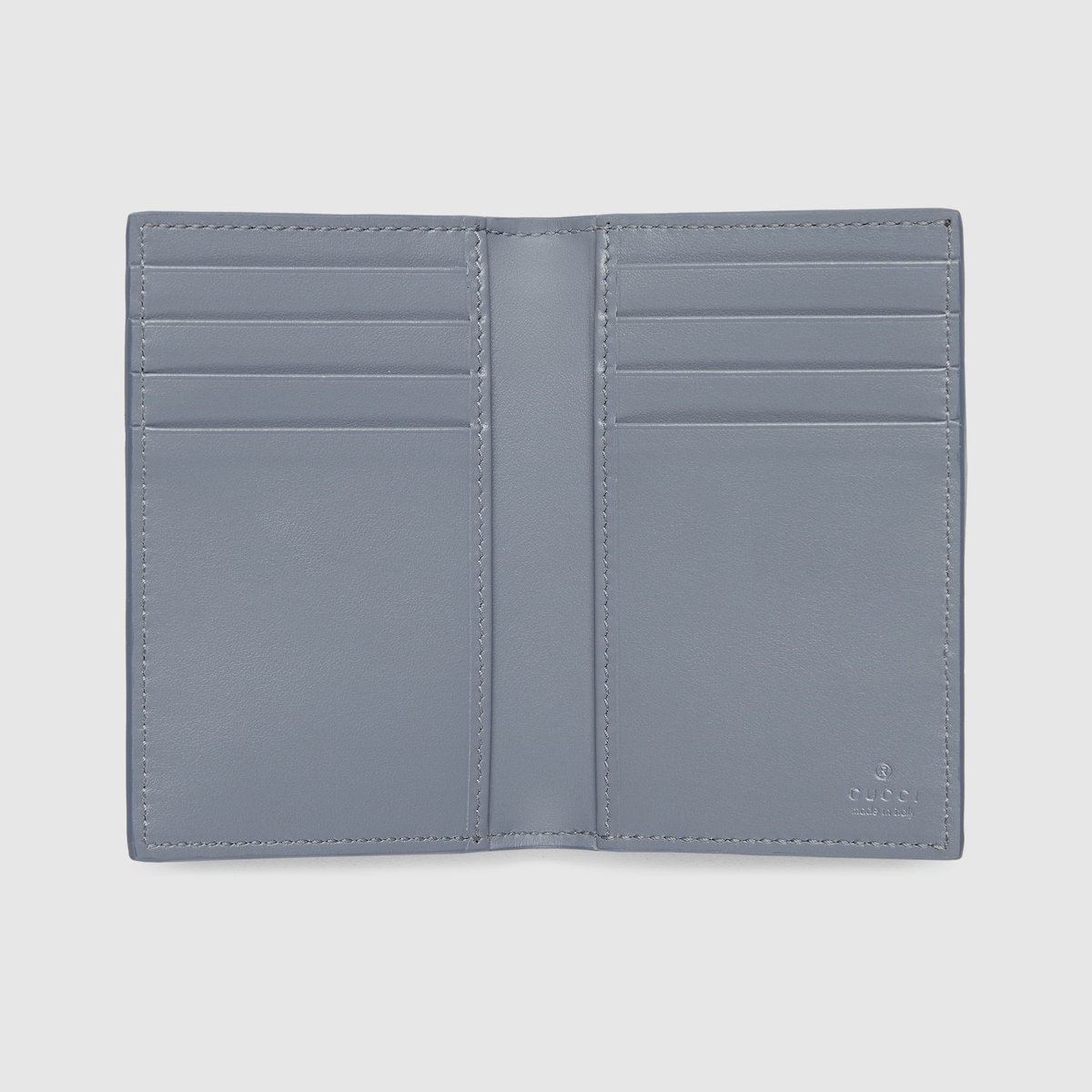 Dusty blue interior GG long card case in dark blue GG Supreme