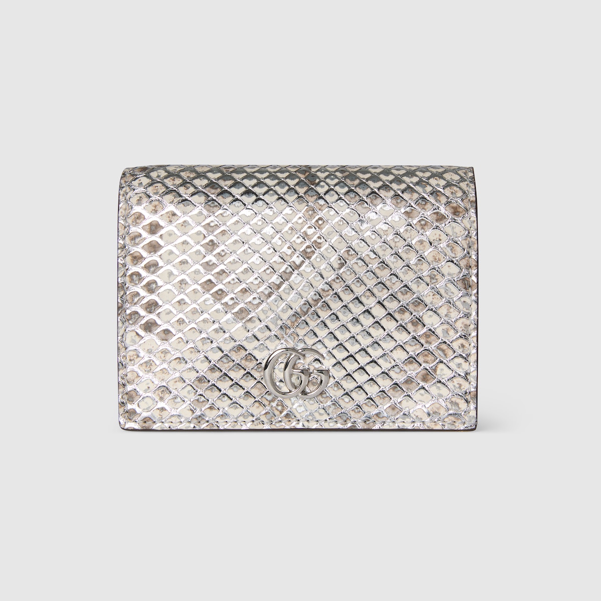 Gucci Python Gg GG Marmont python small wallet in metallic silver | GUCCI® US