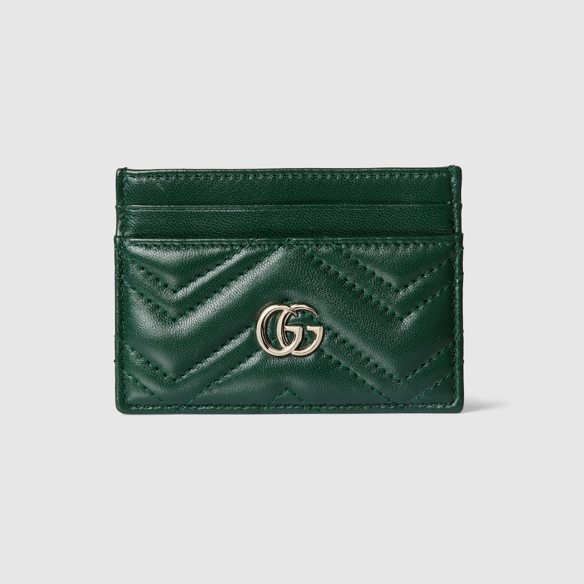 GG Marmont card case in green leather | GUCCI® US