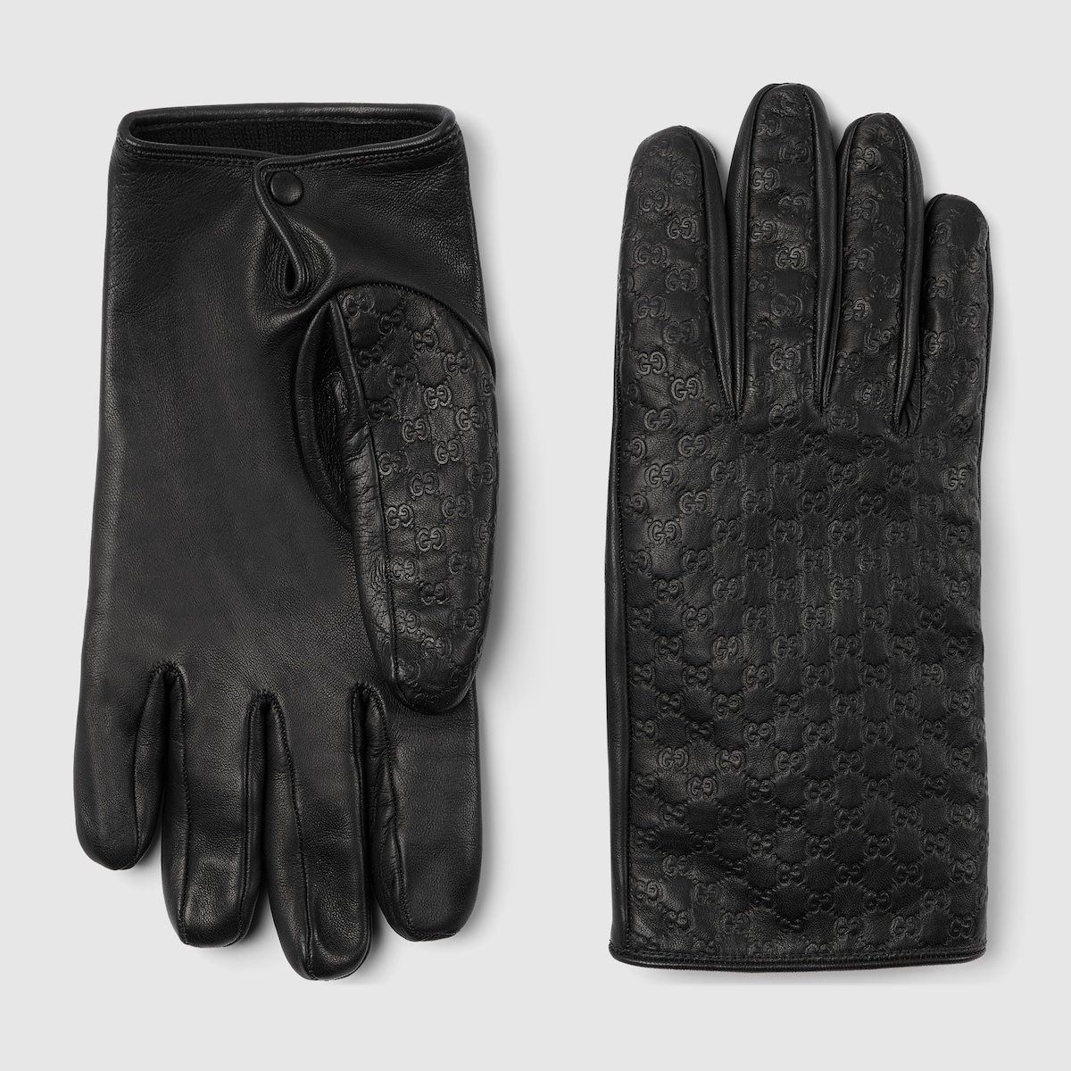 Embossed GG leather gloves in black | GUCCI® US