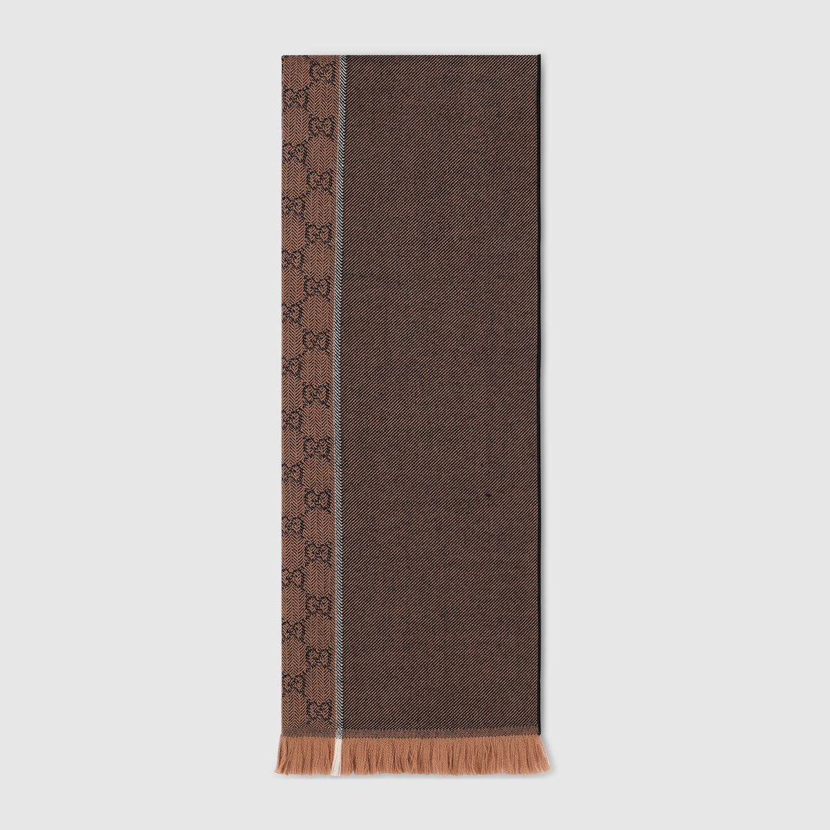 GG wool jacquard scarf in brown | GUCCI® US