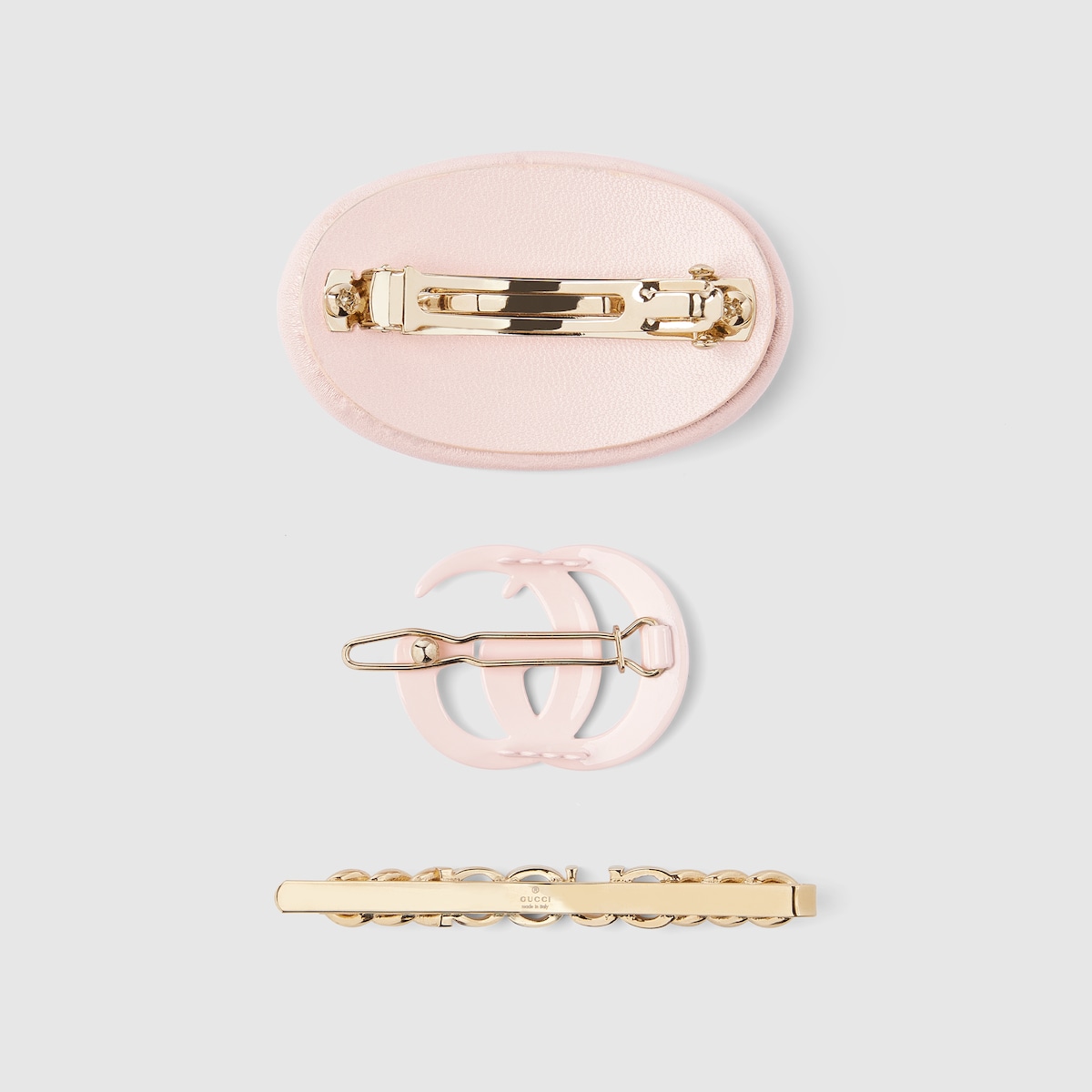 Hair clip set in pink and gold-toned | GUCCI® US
