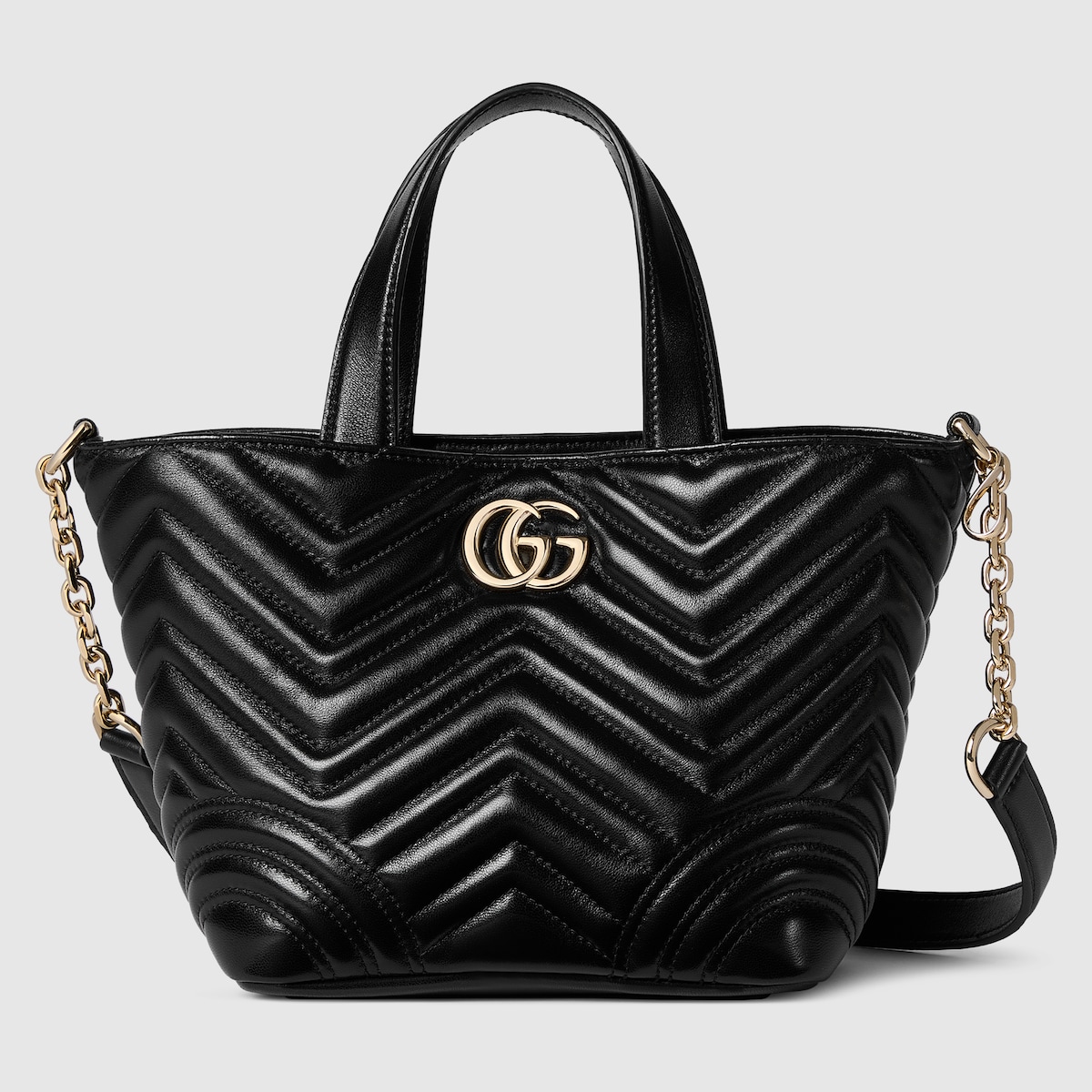 GGマーモント〕スモール トートバッグ ・ブラック レザー