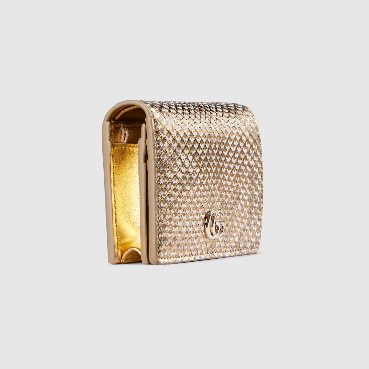 GG Marmont python small wallet in metallic gold | GUCCI® DE