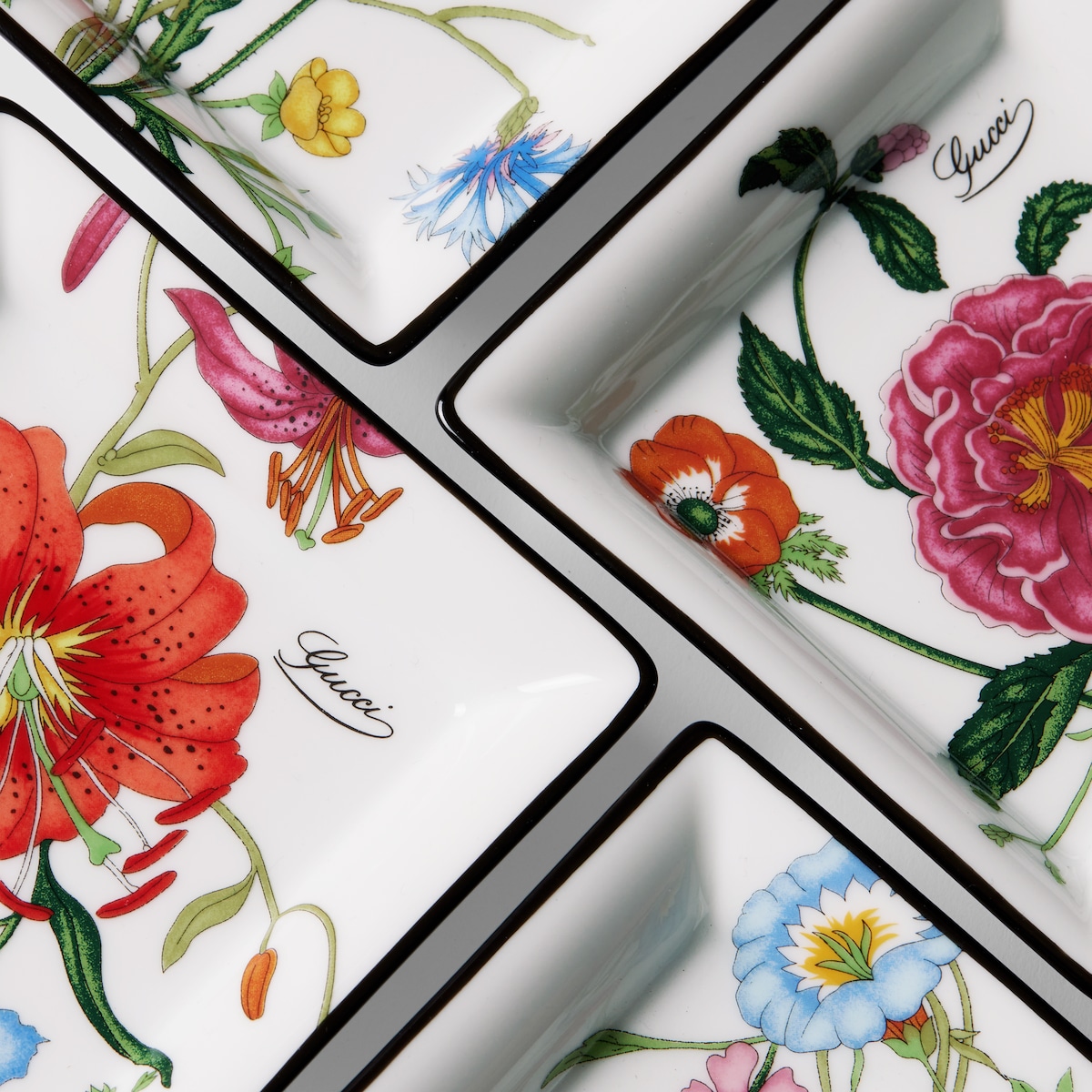 Gucci Flora print trinket tray set in multicolor porcelain