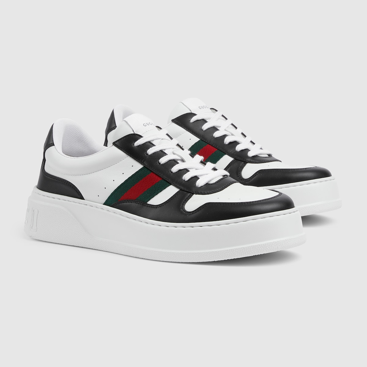 メンズ チャンキースニーカー ・ブラック＆ホワイト レザー | GUCCI公式