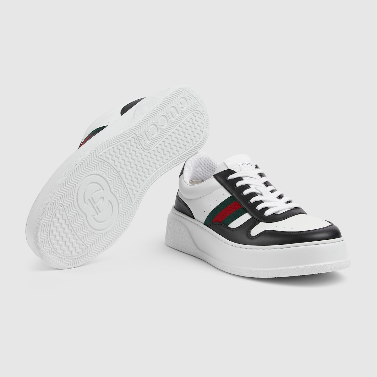 メンズ チャンキースニーカー ・ブラック＆ホワイト レザー | GUCCI公式