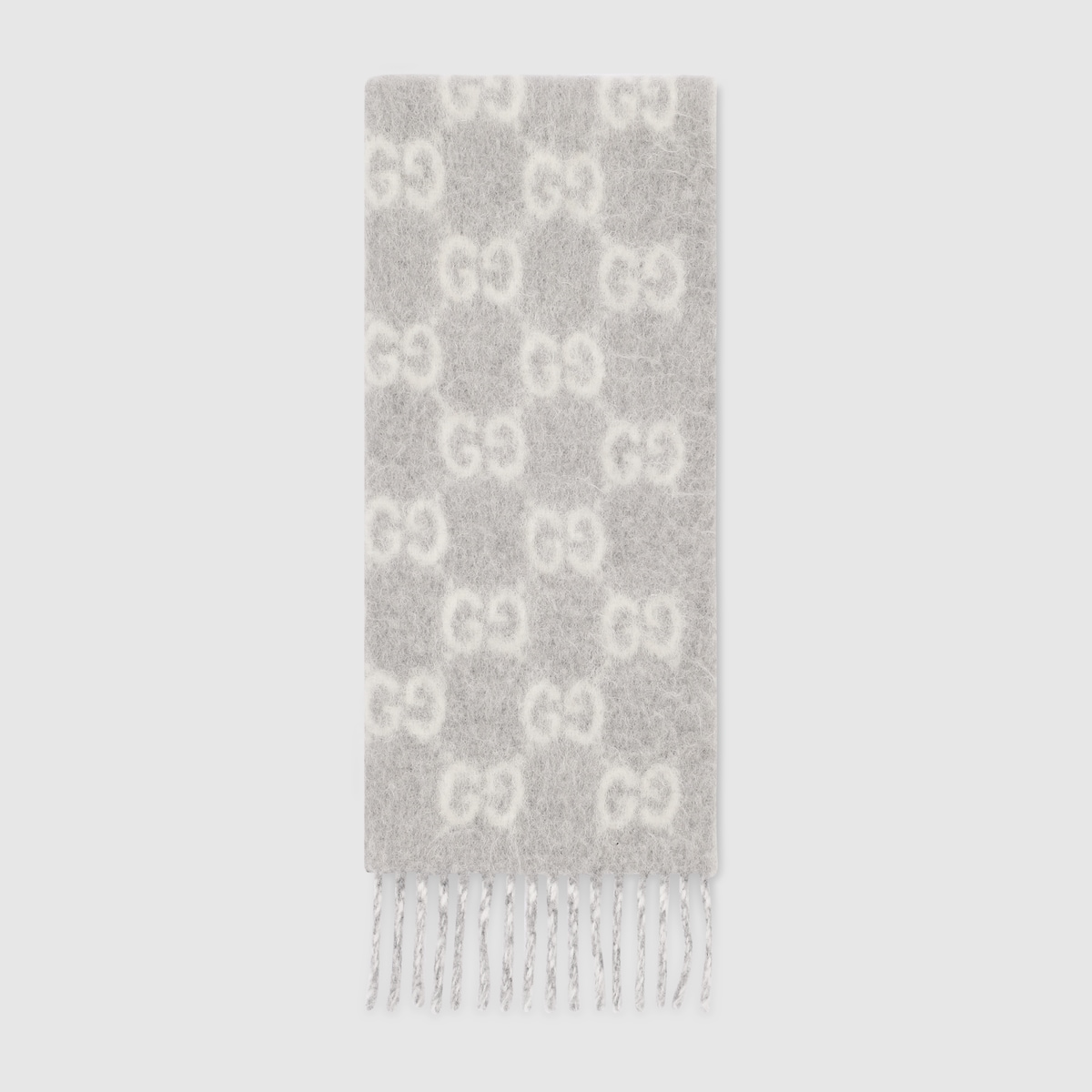 GG alpaca wool blend scarf in pink and white - thumbnail 5