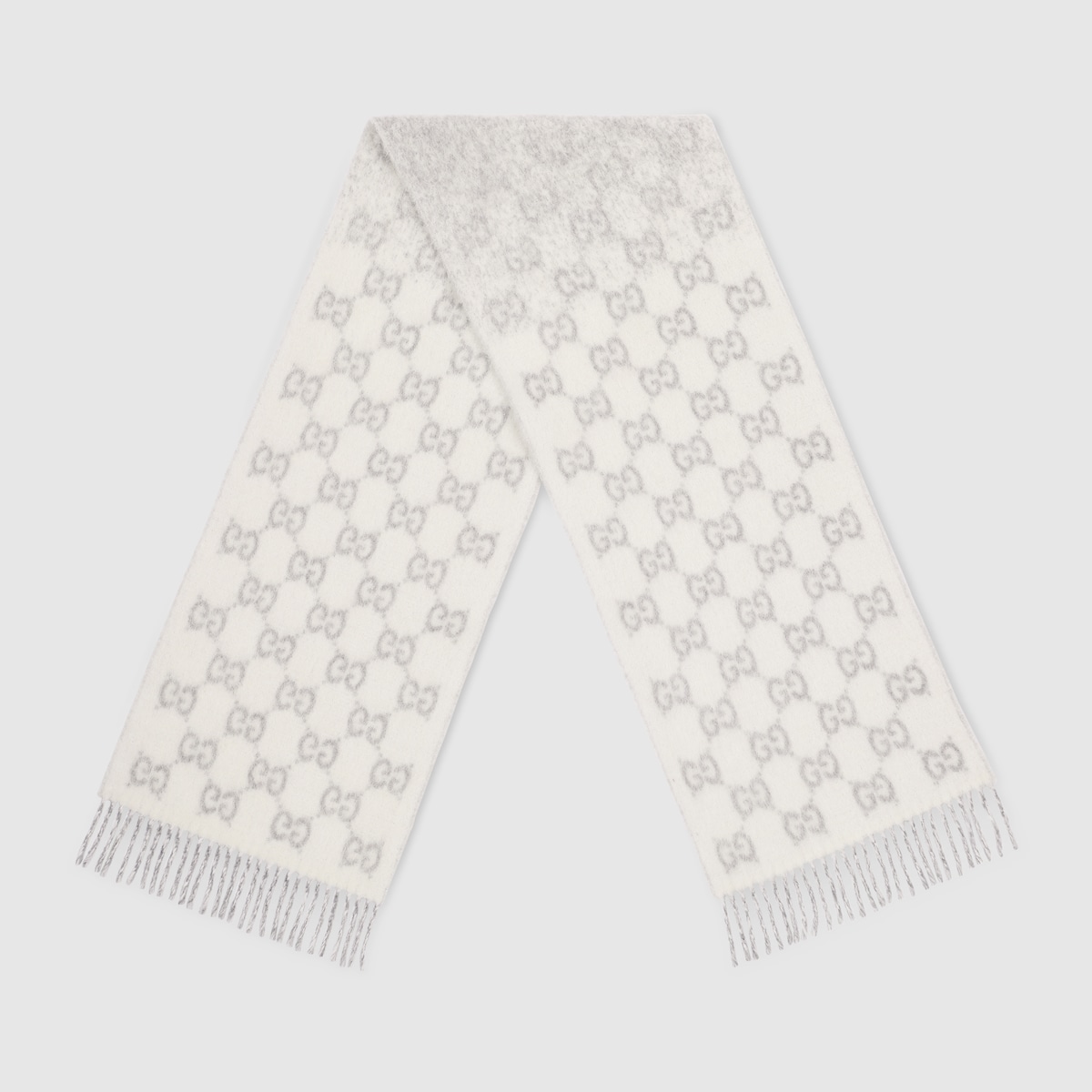 GG alpaca wool blend scarf in pink and white - thumbnail 4