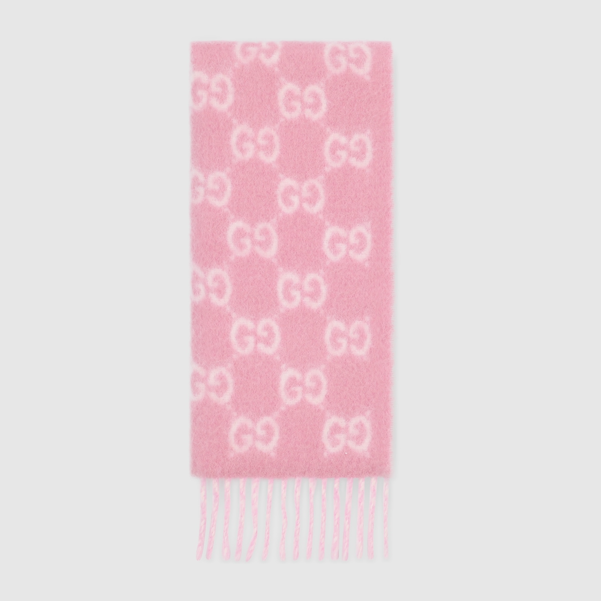 GG alpaca wool blend scarf in pink and white - thumbnail 9