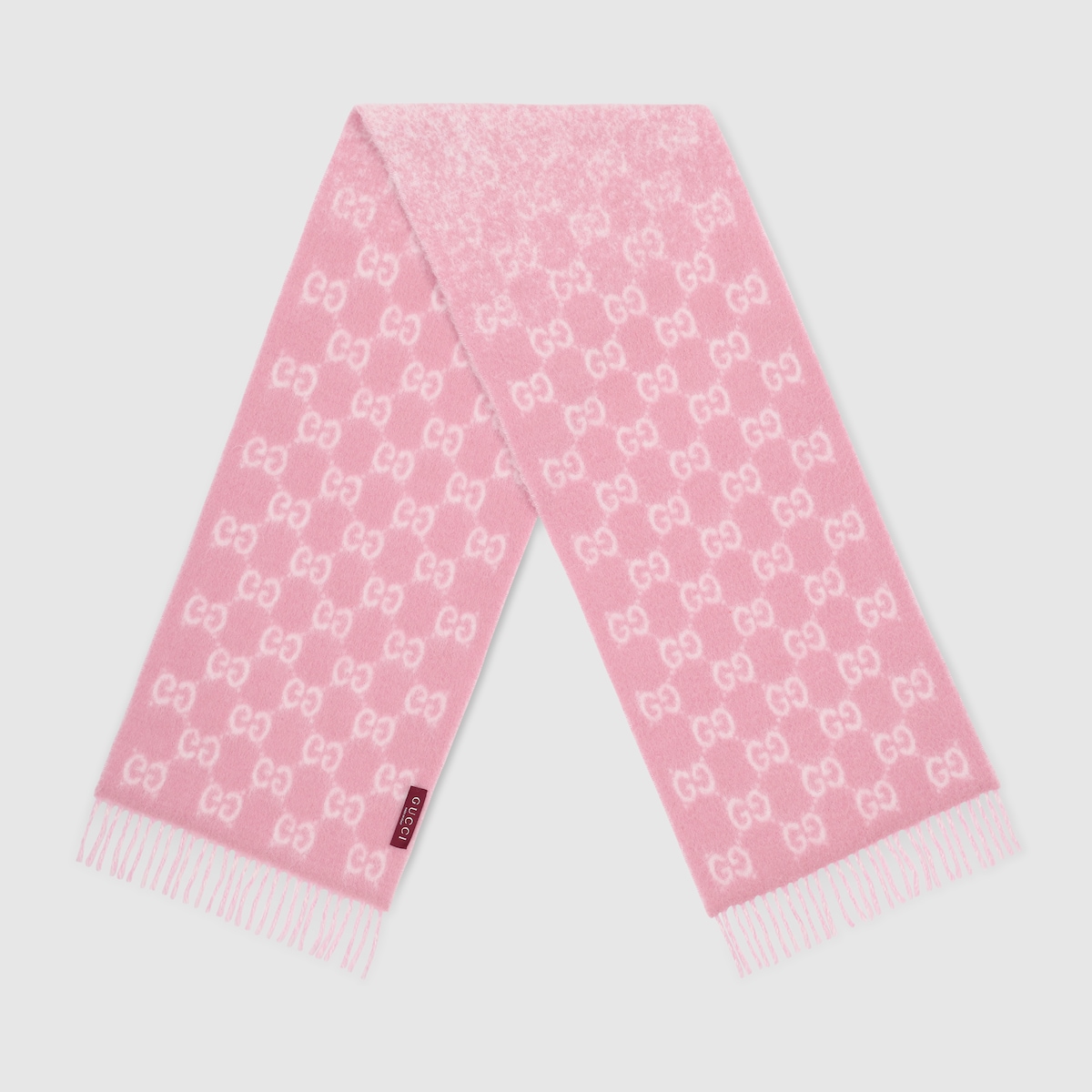 GG alpaca wool blend scarf in pink and white - thumbnail 10