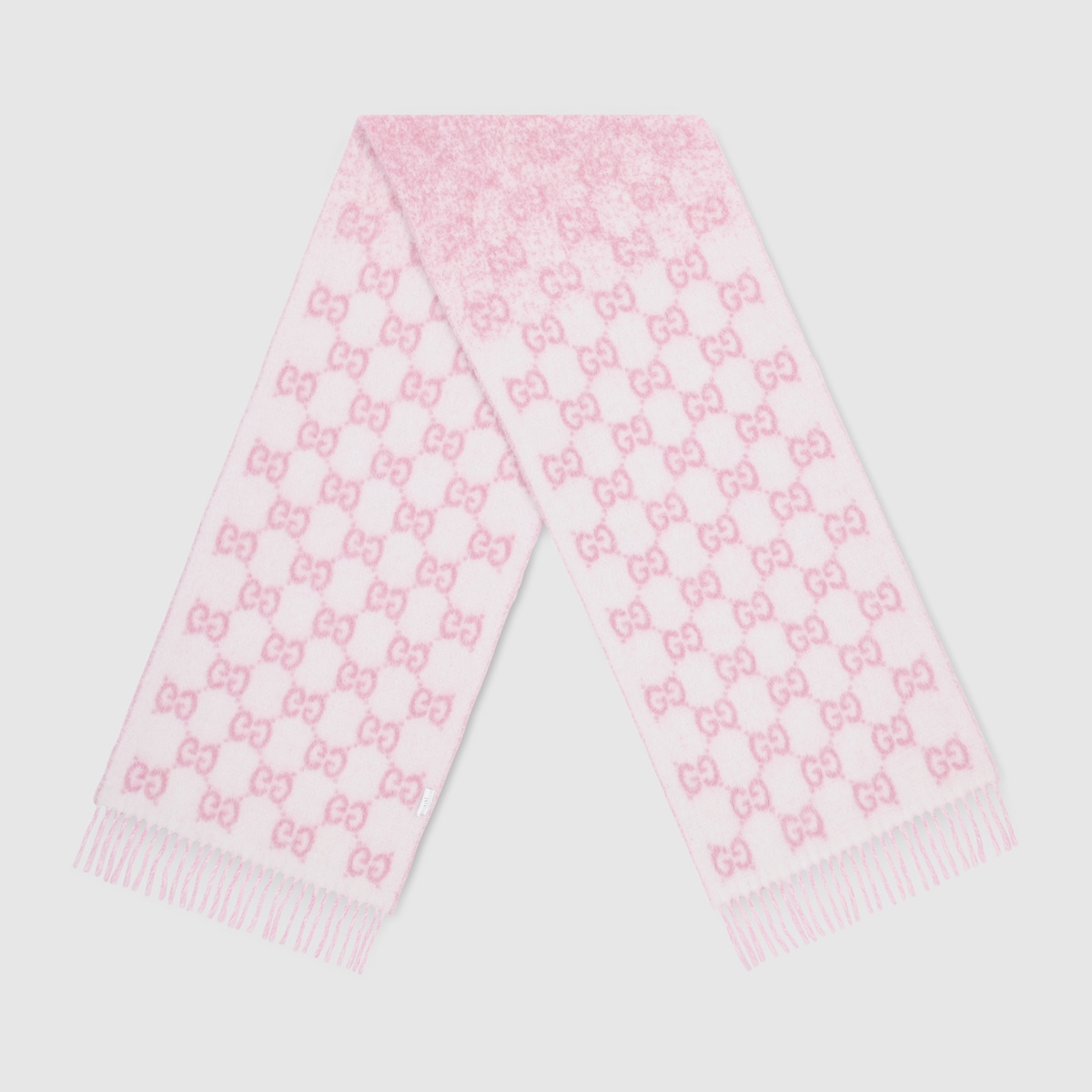 GG alpaca wool blend scarf in pink and white - thumbnail 8