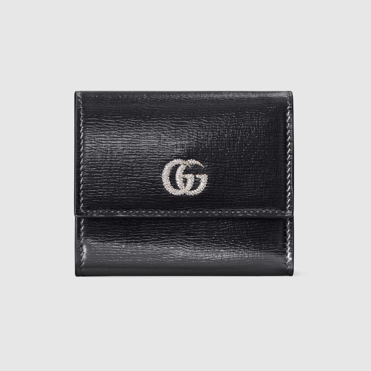 ダブルG バイカラー ミニ ウォレット ・シルバー パテントレザー